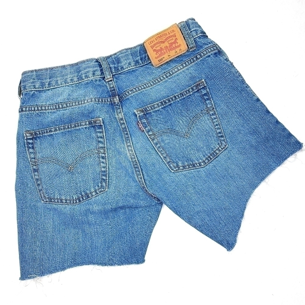 Levi's Red Tag 550 Boy's 9H Modified Denim Jean Shorts with Fringe Aesthetic - Picture 10 of 16